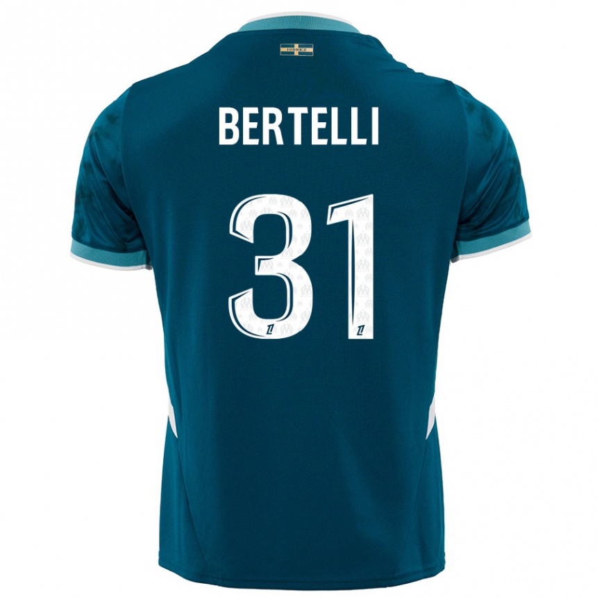 Niño Fútbol Camiseta Ugo Bertelli #31 Azul Turquesa 2ª Equipación 2024/25 Argentina