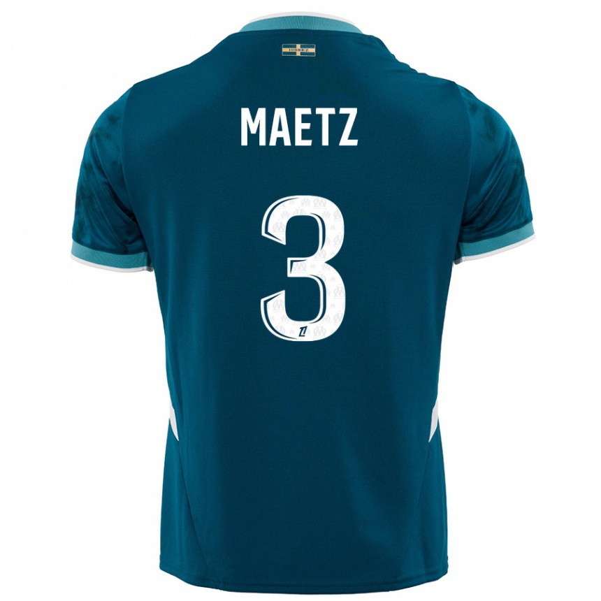 Niño Fútbol Camiseta Agathe Maetz #3 Azul Turquesa 2ª Equipación 2024/25 Argentina