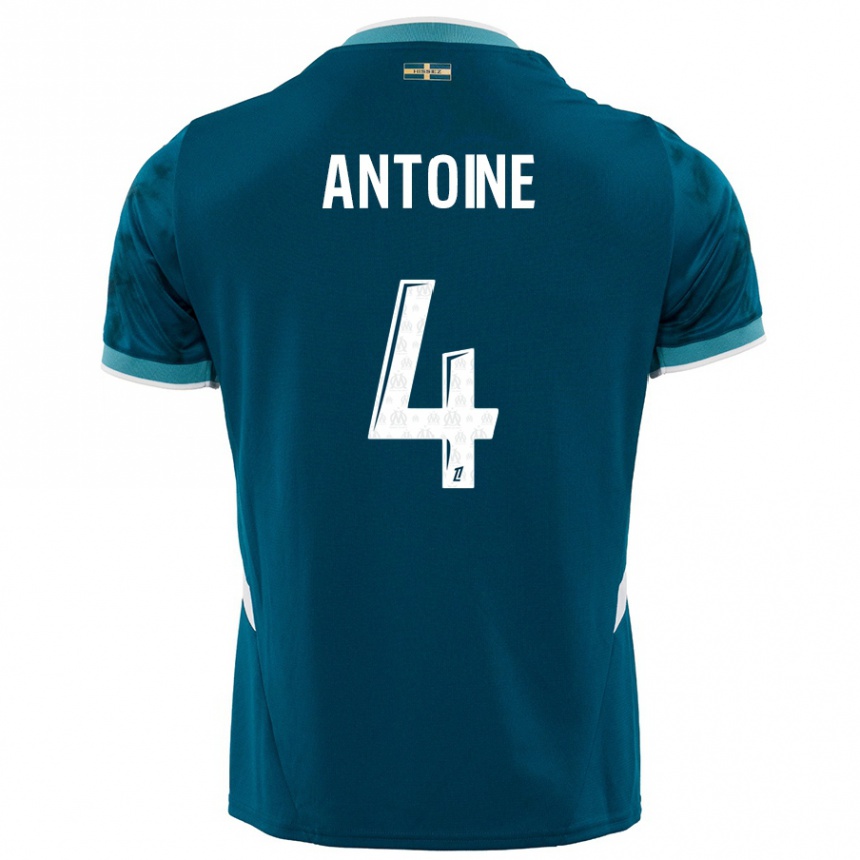 Niño Fútbol Camiseta Maud Antoine #4 Azul Turquesa 2ª Equipación 2024/25 Argentina