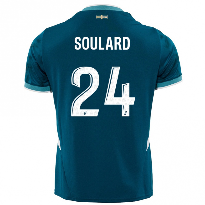 Niño Fútbol Camiseta Amandine Soulard #24 Azul Turquesa 2ª Equipación 2024/25 Argentina