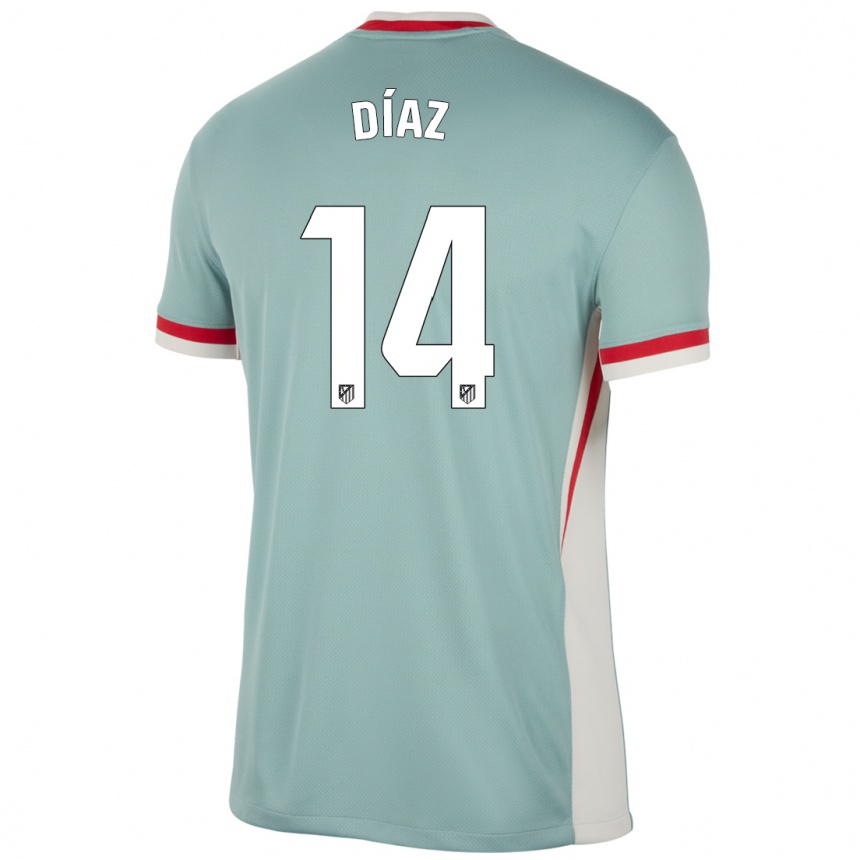 Niño Fútbol Camiseta Javier Díaz #14 Beige Claro Azul 2ª Equipación 2024/25 Argentina