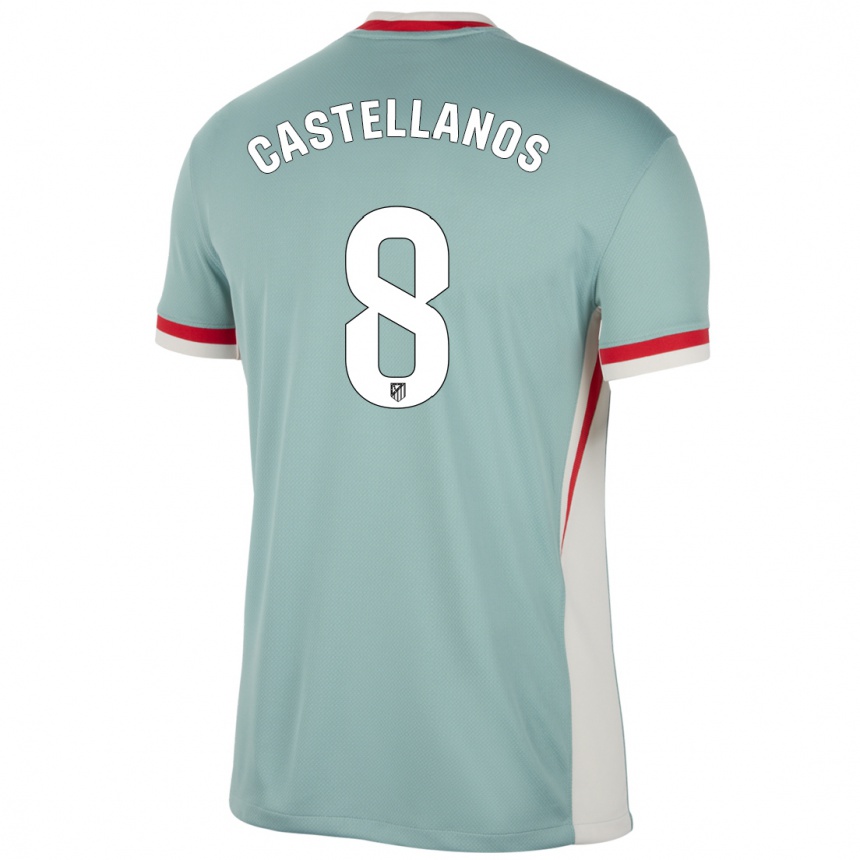 Niño Fútbol Camiseta Jorge Castellanos #8 Beige Claro Azul 2ª Equipación 2024/25 Argentina