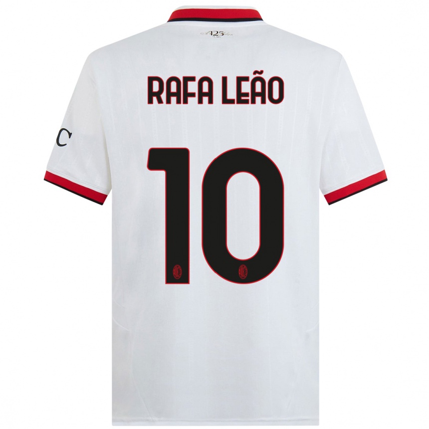 Niño Fútbol Camiseta Rafael Leao #10 Blanco Negro Rojo 2ª Equipación 2024/25 Argentina