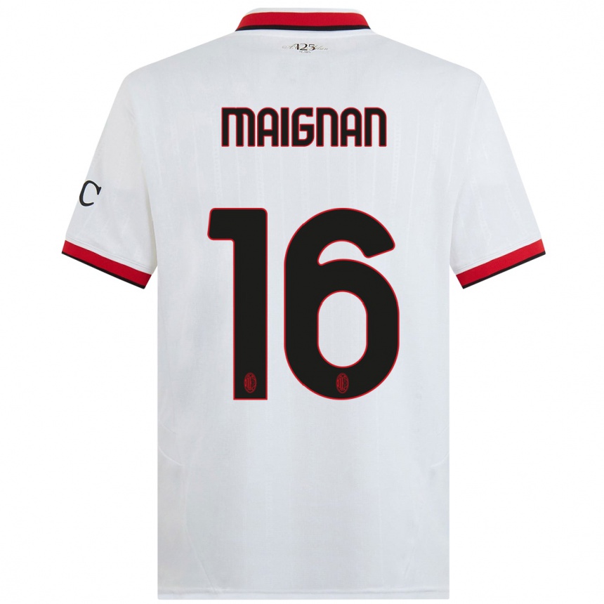 Niño Fútbol Camiseta Mike Maignan #16 Blanco Negro Rojo 2ª Equipación 2024/25 Argentina