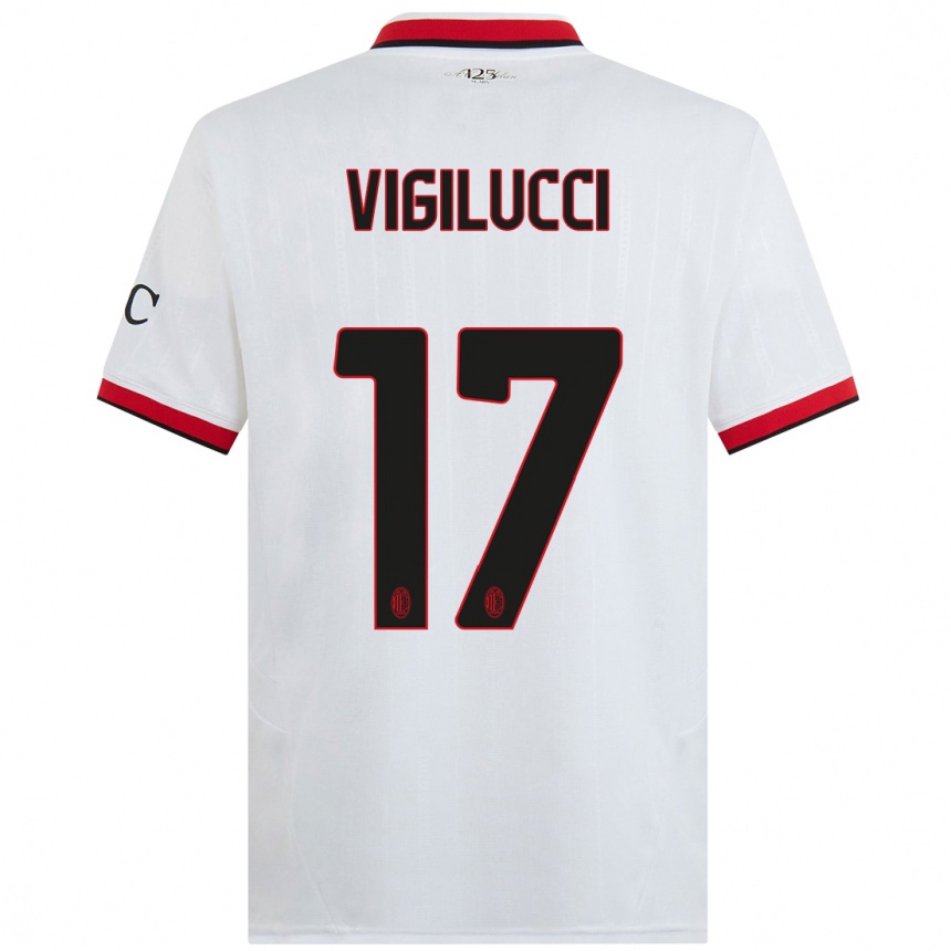 Niño Fútbol Camiseta Valery Vigilucci #17 Blanco Negro Rojo 2ª Equipación 2024/25 Argentina