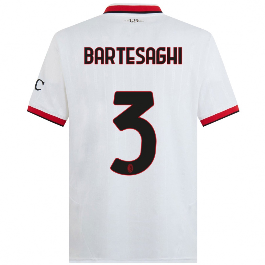 Niño Fútbol Camiseta Davide Bartesaghi #3 Blanco Negro Rojo 2ª Equipación 2024/25 Argentina