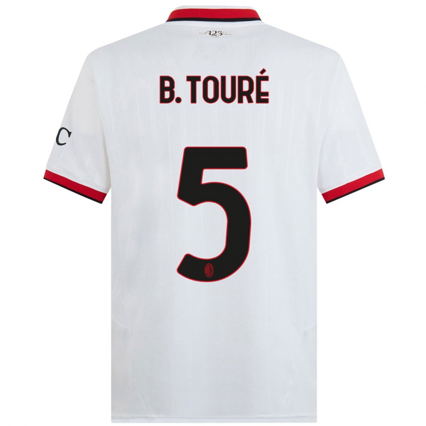 Niño Fútbol Camiseta Fode Ballo-Toure #5 Blanco Negro Rojo 2ª Equipación 2024/25 Argentina