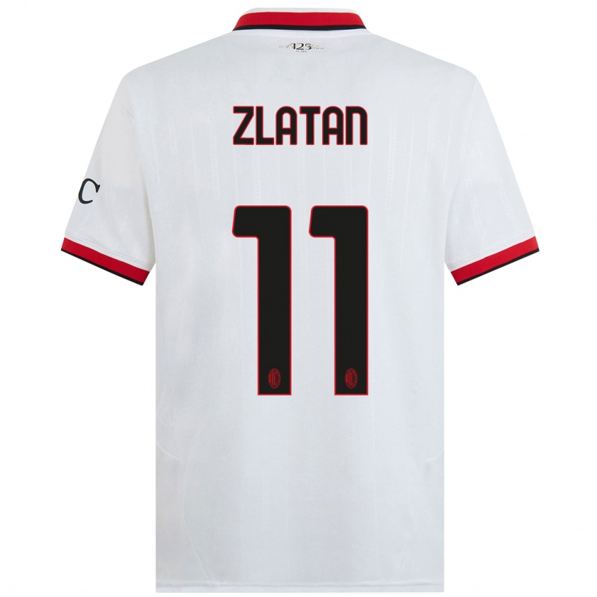 Niño Fútbol Camiseta Zlatan Ibrahimovic #11 Blanco Negro Rojo 2ª Equipación 2024/25 Argentina