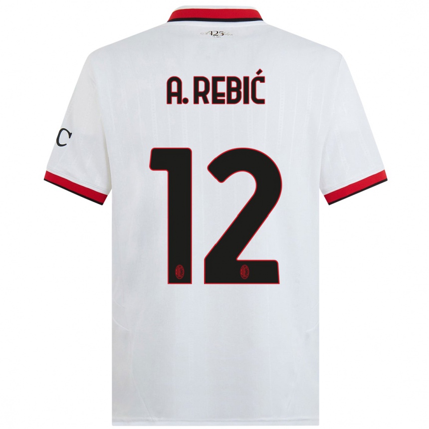 Niño Fútbol Camiseta Ante Rebic #12 Blanco Negro Rojo 2ª Equipación 2024/25 Argentina