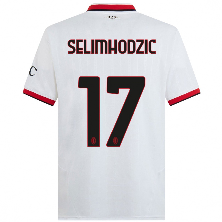 Niño Fútbol Camiseta Noa Selimhodzic #17 Blanco Negro Rojo 2ª Equipación 2024/25 Argentina