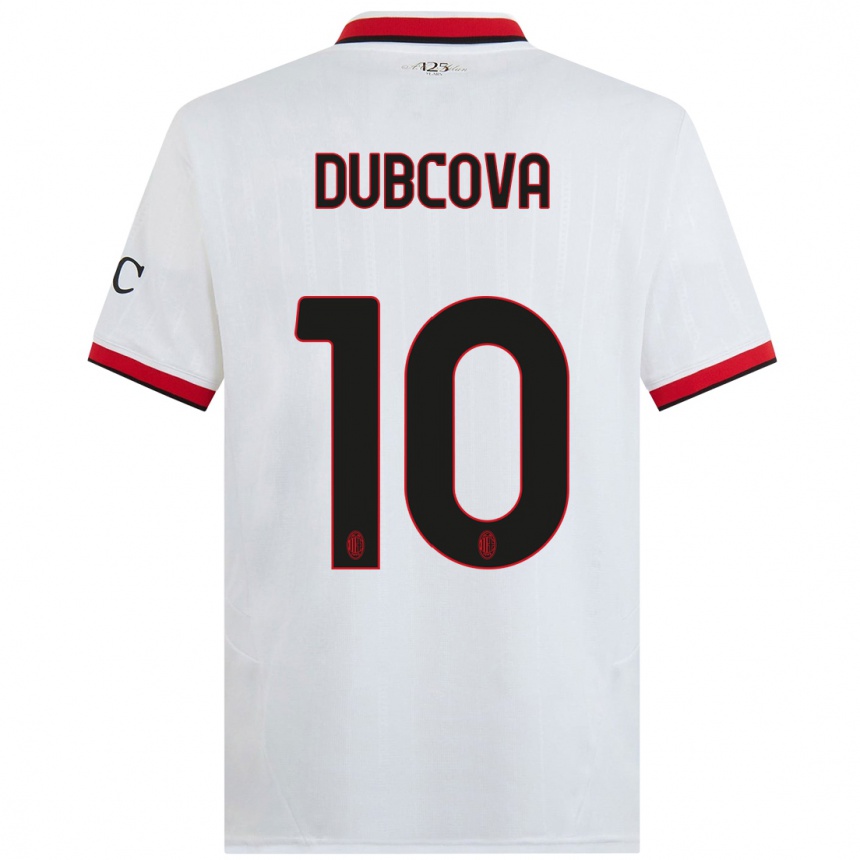 Niño Fútbol Camiseta Kamila Dubcova #10 Blanco Negro Rojo 2ª Equipación 2024/25 Argentina