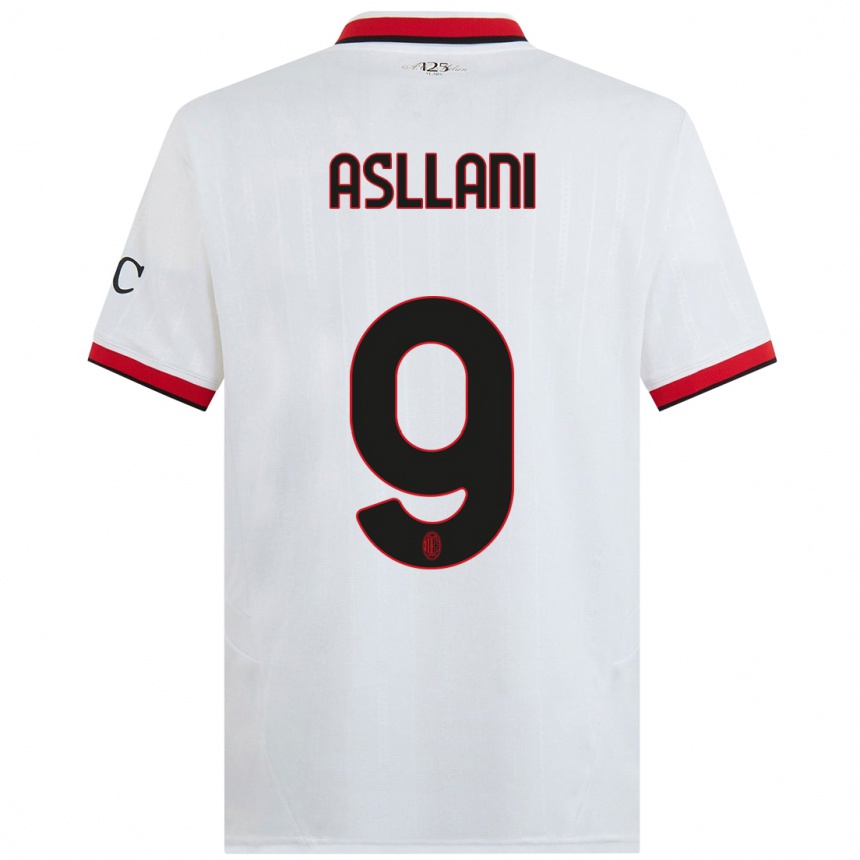 Niño Fútbol Camiseta Kosovare Asllani #9 Blanco Negro Rojo 2ª Equipación 2024/25 Argentina