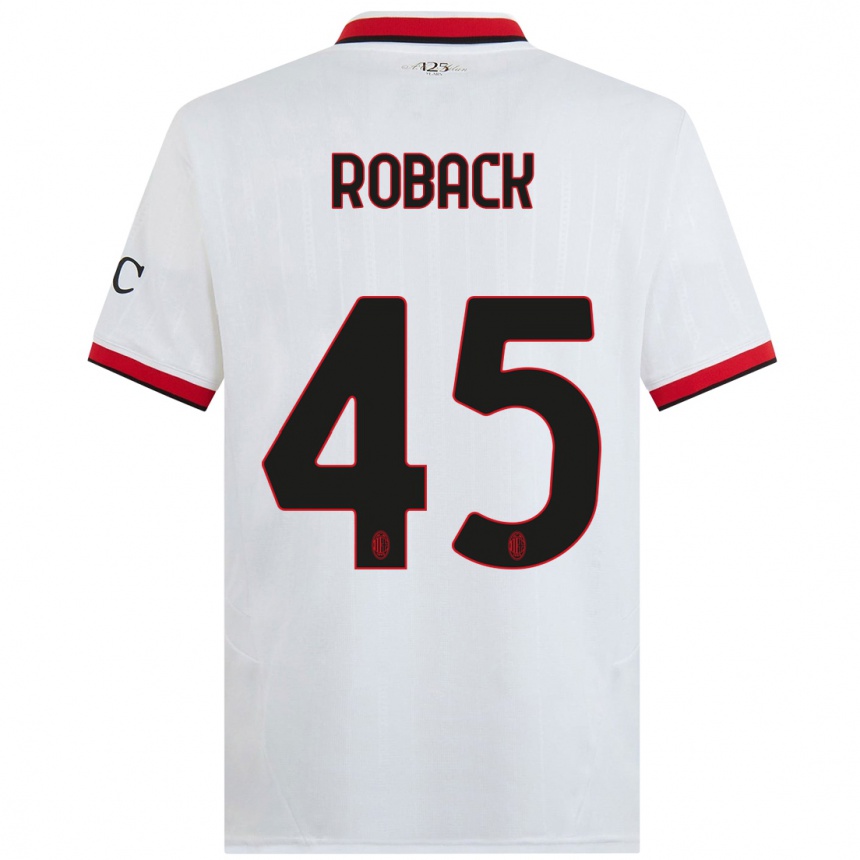 Niño Fútbol Camiseta Emil Roback #45 Blanco Negro Rojo 2ª Equipación 2024/25 Argentina