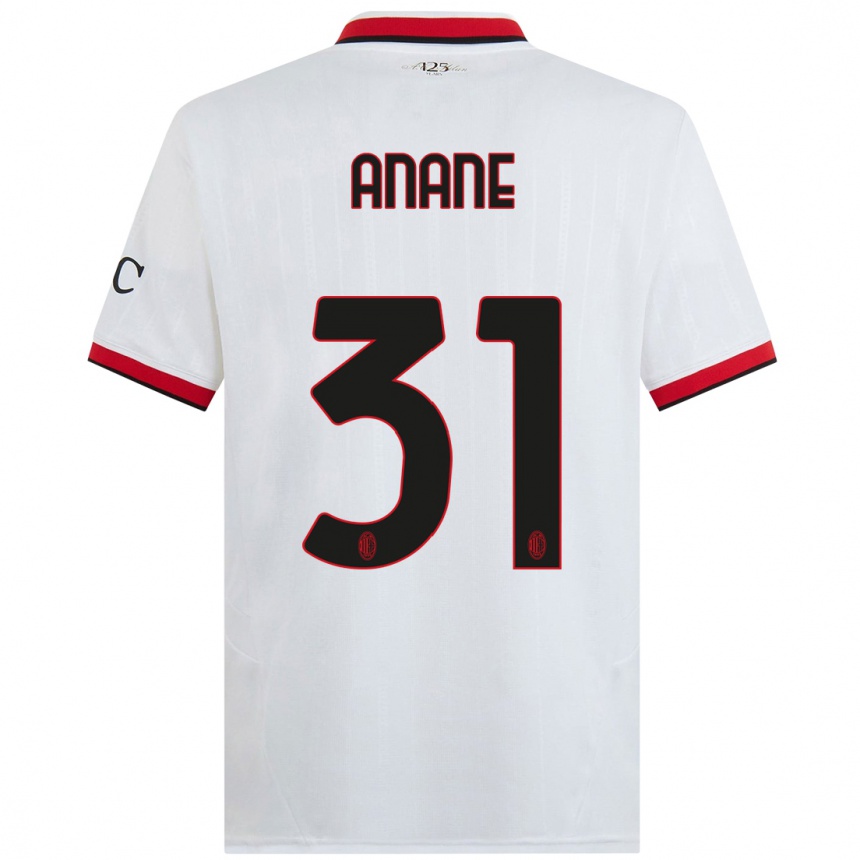 Niño Fútbol Camiseta Emmanuel Anane #31 Blanco Negro Rojo 2ª Equipación 2024/25 Argentina