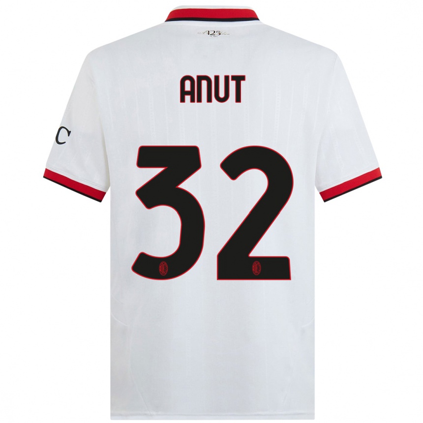 Niño Fútbol Camiseta Niccolo Anut #32 Blanco Negro Rojo 2ª Equipación 2024/25 Argentina