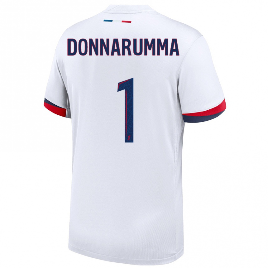 Niño Fútbol Camiseta Gianluigi Donnarumma #1 Blanco Azul Rojo 2ª Equipación 2024/25 Argentina