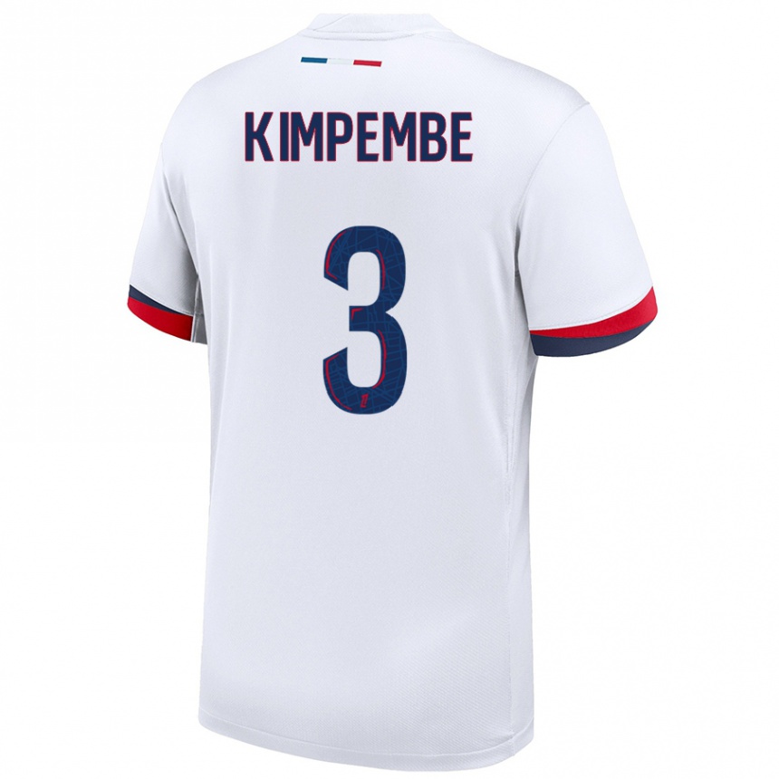 Niño Fútbol Camiseta Presnel Kimpembe #3 Blanco Azul Rojo 2ª Equipación 2024/25 Argentina