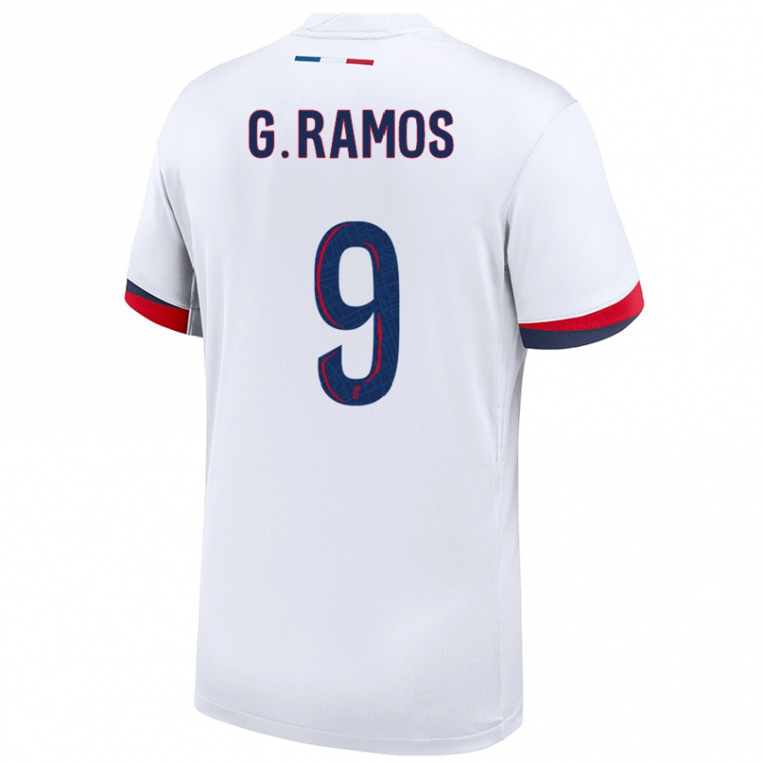 Niño Fútbol Camiseta Gonçalo Ramos #9 Blanco Azul Rojo 2ª Equipación 2024/25 Argentina