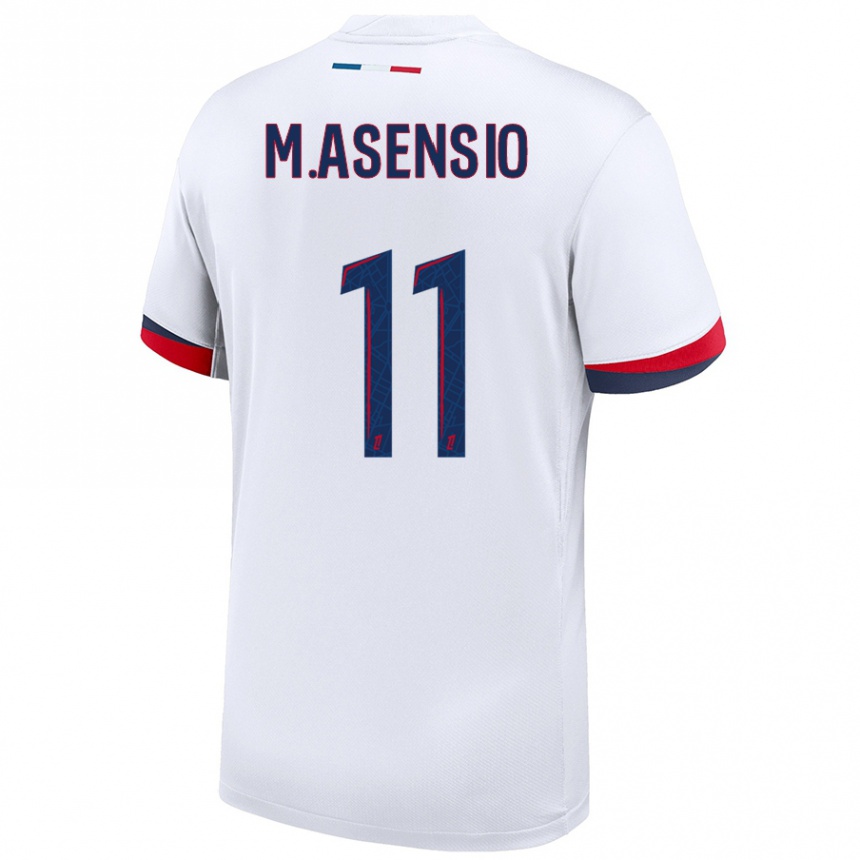 Niño Fútbol Camiseta Marco Asensio #11 Blanco Azul Rojo 2ª Equipación 2024/25 Argentina