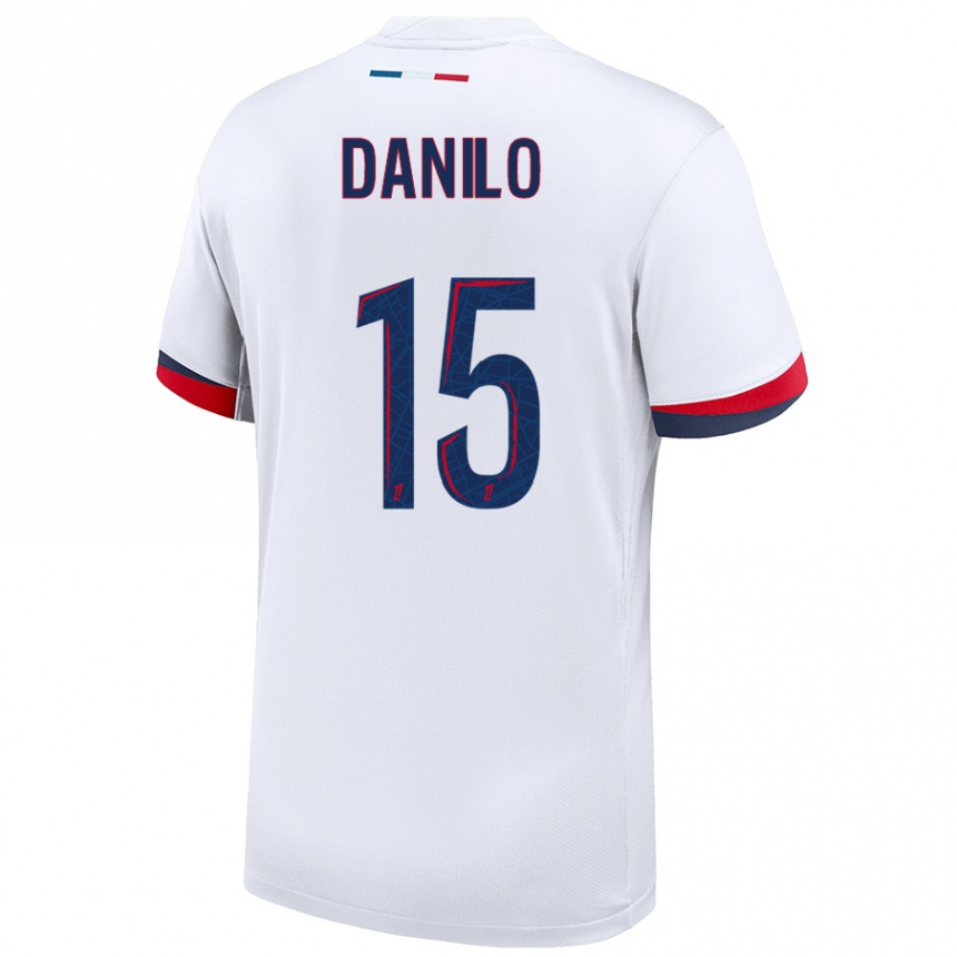 Niño Fútbol Camiseta Danilo Pereira #15 Blanco Azul Rojo 2ª Equipación 2024/25 Argentina