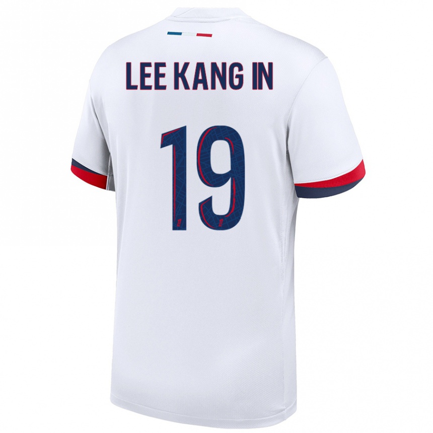 Niño Fútbol Camiseta Kang-In Lee #19 Blanco Azul Rojo 2ª Equipación 2024/25 Argentina