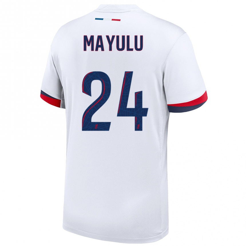 Niño Fútbol Camiseta Senny Mayulu #24 Blanco Azul Rojo 2ª Equipación 2024/25 Argentina