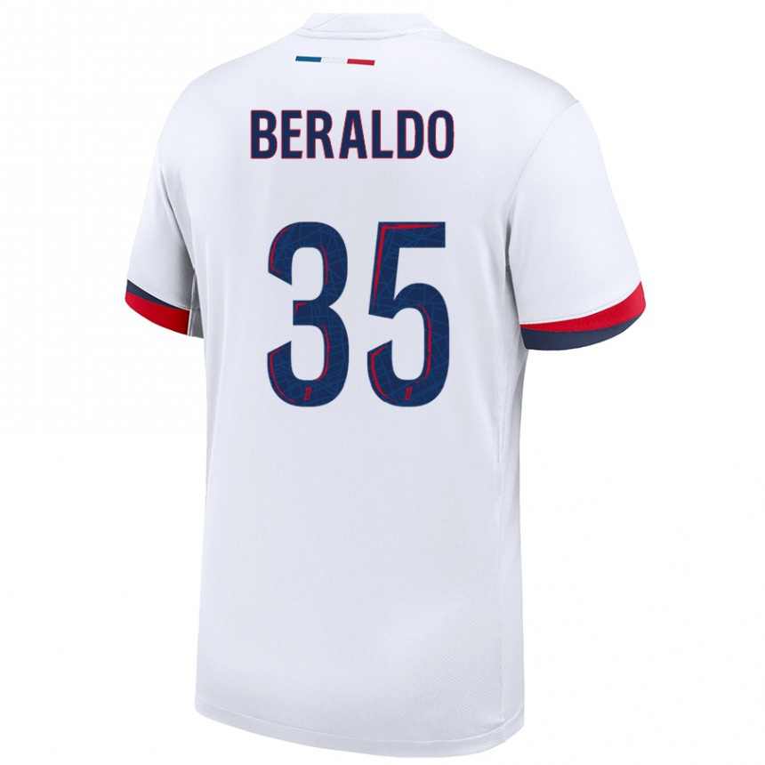 Niño Fútbol Camiseta Lucas Beraldo #35 Blanco Azul Rojo 2ª Equipación 2024/25 Argentina