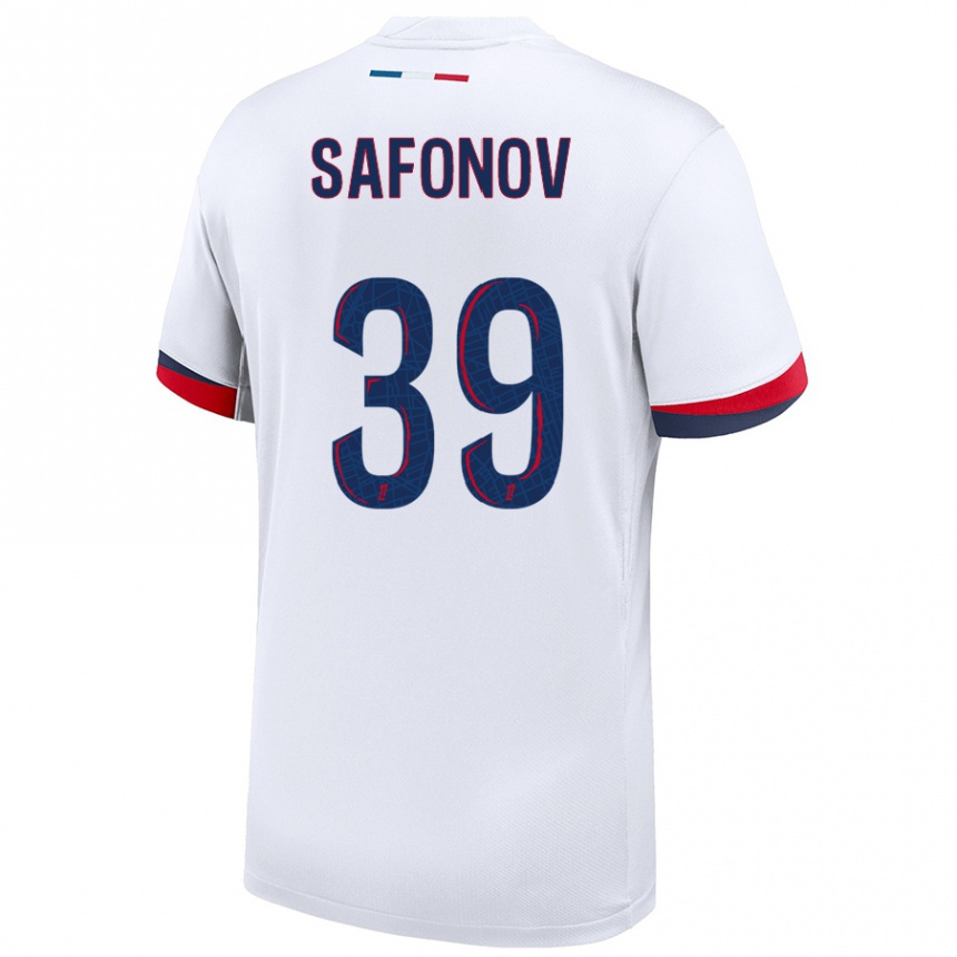 Niño Fútbol Camiseta Matvey Safonov #39 Blanco Azul Rojo 2ª Equipación 2024/25 Argentina