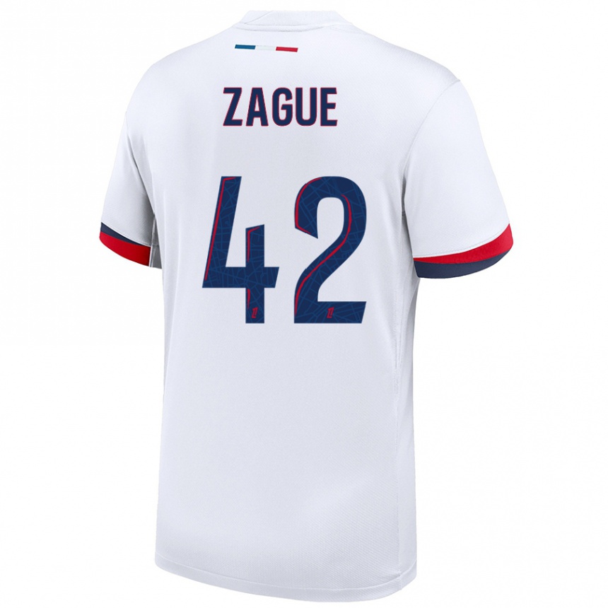 Niño Fútbol Camiseta Yoram Zague #42 Blanco Azul Rojo 2ª Equipación 2024/25 Argentina