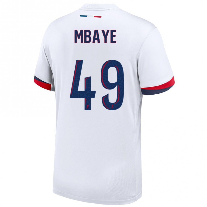 Niño Fútbol Camiseta Ibrahim Mbaye #49 Blanco Azul Rojo 2ª Equipación 2024/25 Argentina