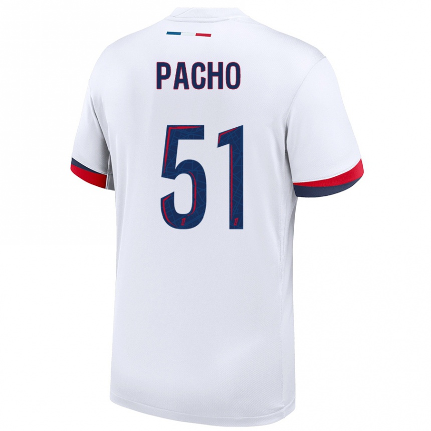 Niño Fútbol Camiseta Willian Pacho #51 Blanco Azul Rojo 2ª Equipación 2024/25 Argentina