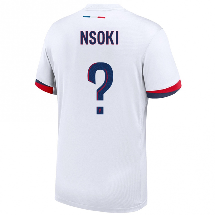 Niño Fútbol Camiseta Noah Nsoki #0 Blanco Azul Rojo 2ª Equipación 2024/25 Argentina