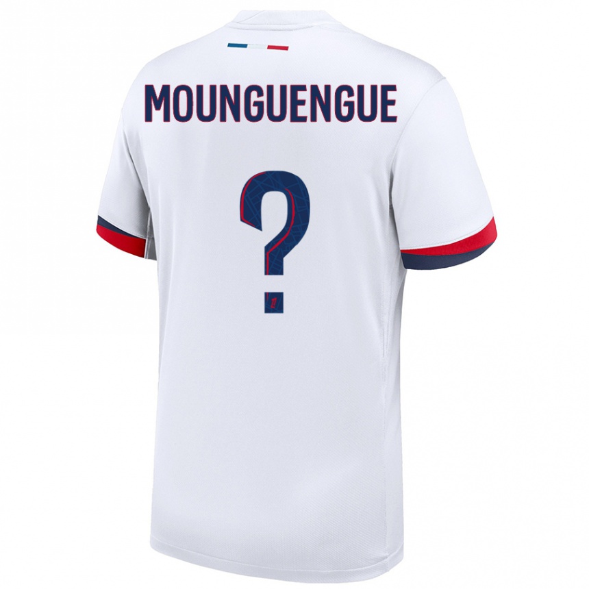 Niño Fútbol Camiseta Pierre Mounguengue #0 Blanco Azul Rojo 2ª Equipación 2024/25 Argentina