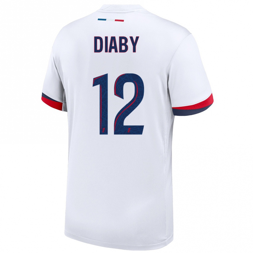 Niño Fútbol Camiseta Ibrahima Diaby #12 Blanco Azul Rojo 2ª Equipación 2024/25 Argentina