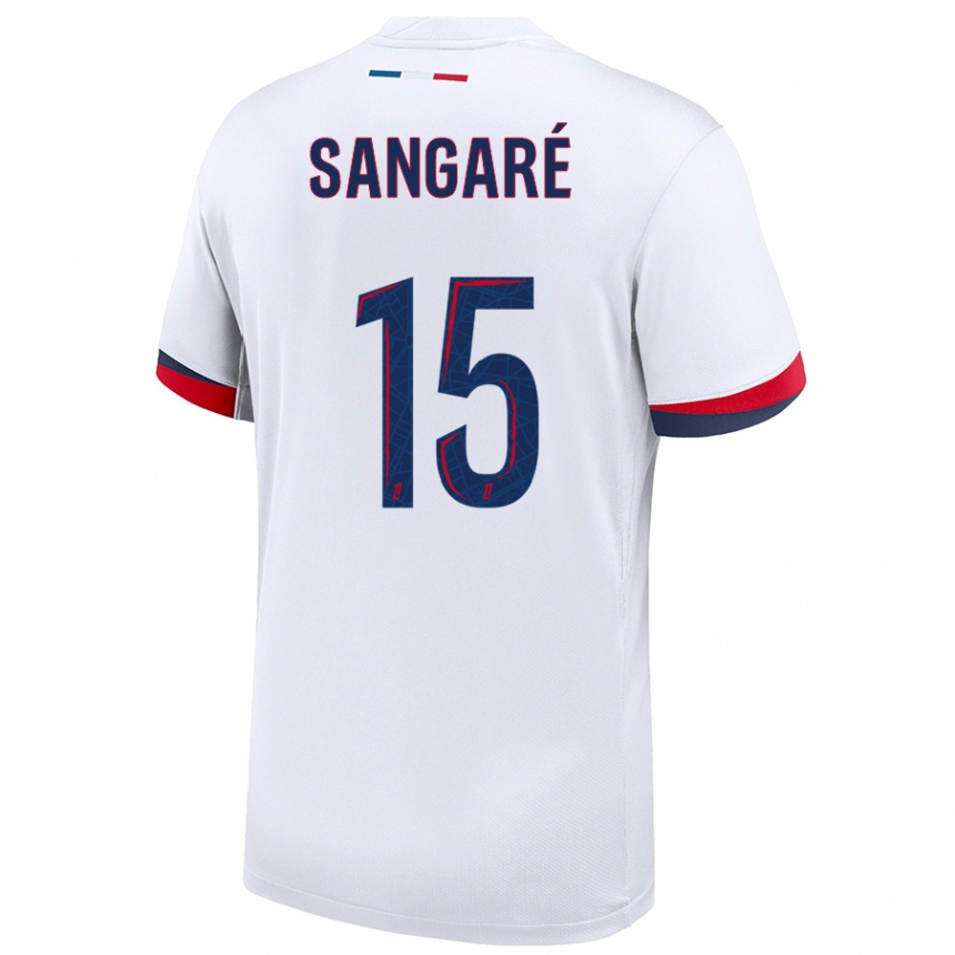 Niño Fútbol Camiseta Mahamadou Sangaré #15 Blanco Azul Rojo 2ª Equipación 2024/25 Argentina