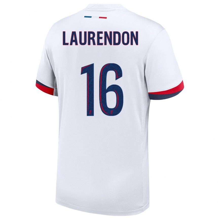 Niño Fútbol Camiseta Bilal Laurendon #16 Blanco Azul Rojo 2ª Equipación 2024/25 Argentina