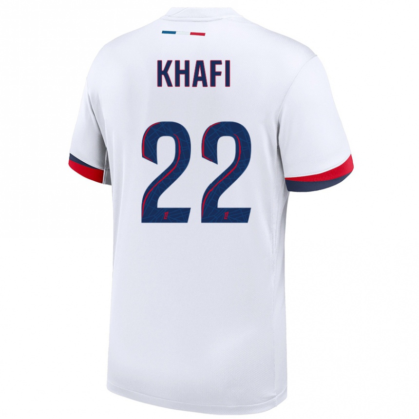 Niño Fútbol Camiseta Yanis Khafi #22 Blanco Azul Rojo 2ª Equipación 2024/25 Argentina