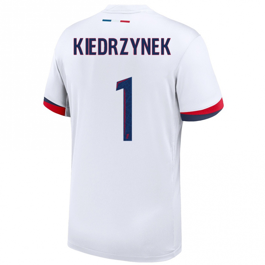 Niño Fútbol Camiseta Katarzyna Kiedrzynek #1 Blanco Azul Rojo 2ª Equipación 2024/25 Argentina