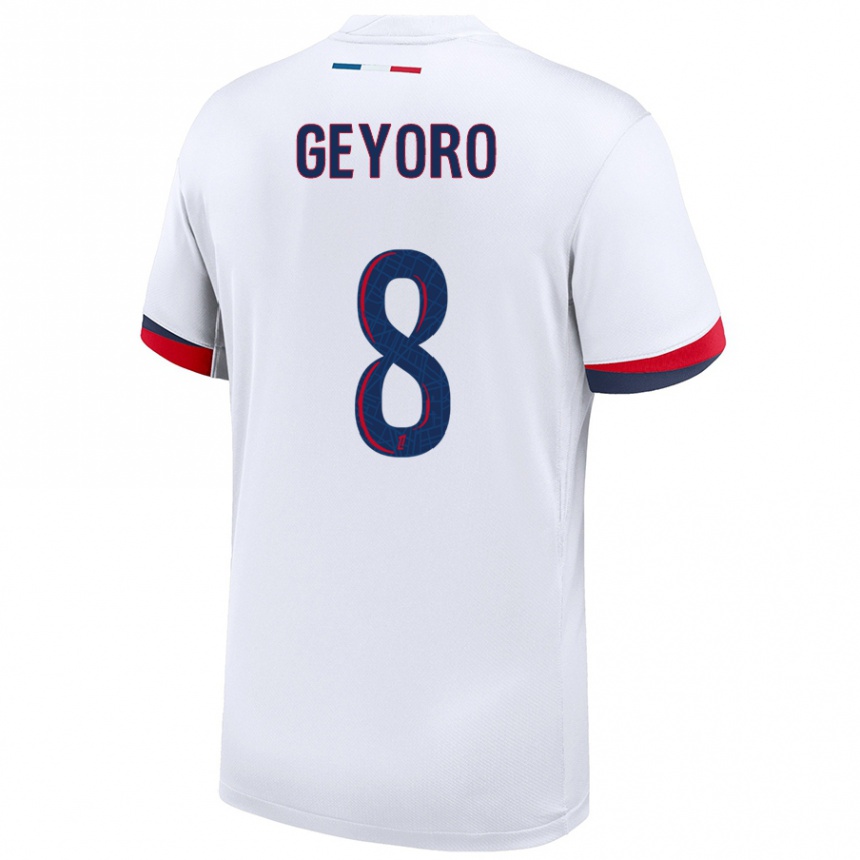 Niño Fútbol Camiseta Grace Geyoro #8 Blanco Azul Rojo 2ª Equipación 2024/25 Argentina