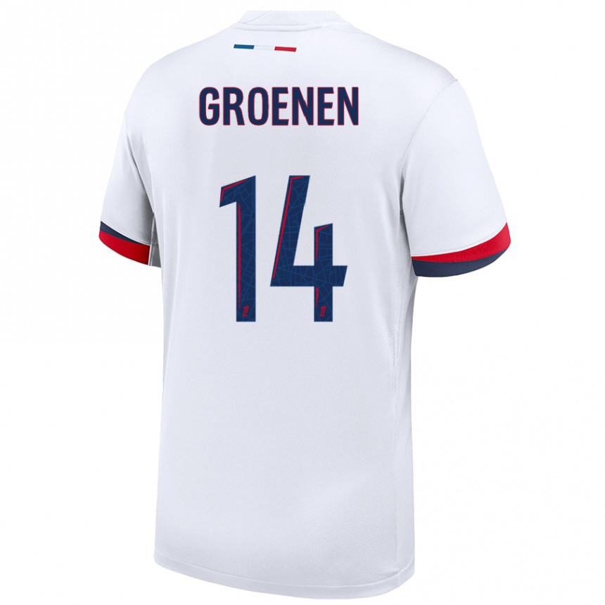 Niño Fútbol Camiseta Jackie Groenen #14 Blanco Azul Rojo 2ª Equipación 2024/25 Argentina