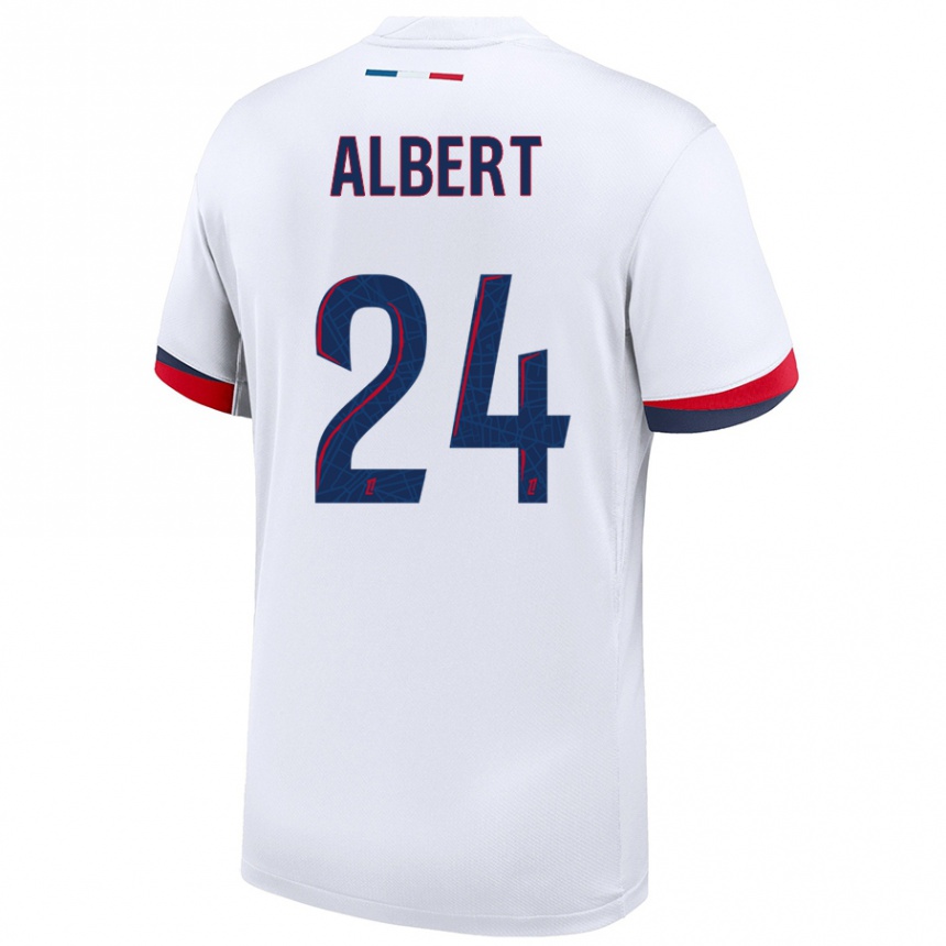 Niño Fútbol Camiseta Korbin Albert #24 Blanco Azul Rojo 2ª Equipación 2024/25 Argentina