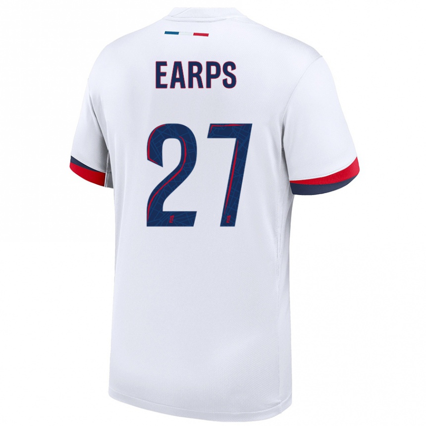 Niño Fútbol Camiseta Mary Earps #27 Blanco Azul Rojo 2ª Equipación 2024/25 Argentina