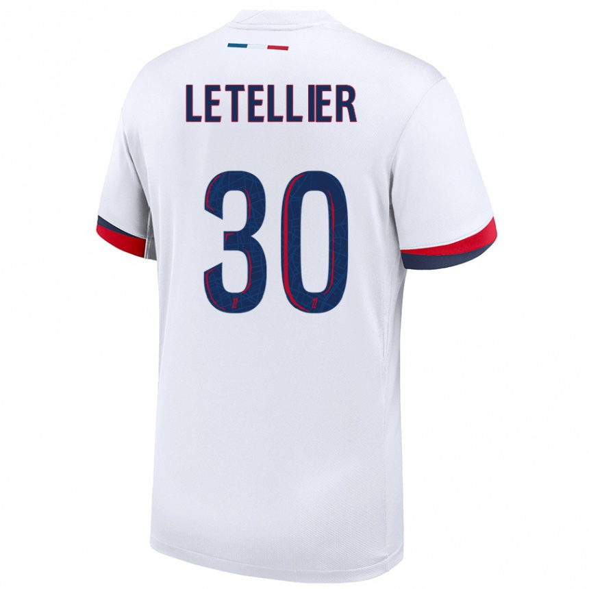 Niño Fútbol Camiseta Alexandre Letellier #30 Blanco Azul Rojo 2ª Equipación 2024/25 Argentina