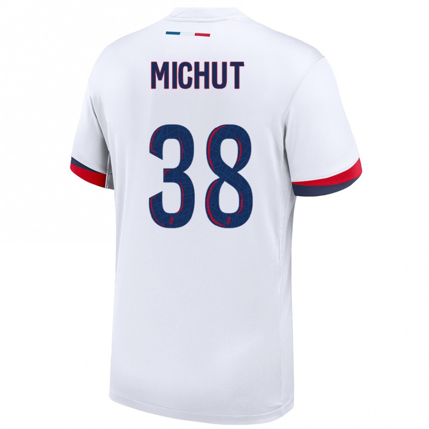 Niño Fútbol Camiseta Edouard Michut #38 Blanco Azul Rojo 2ª Equipación 2024/25 Argentina