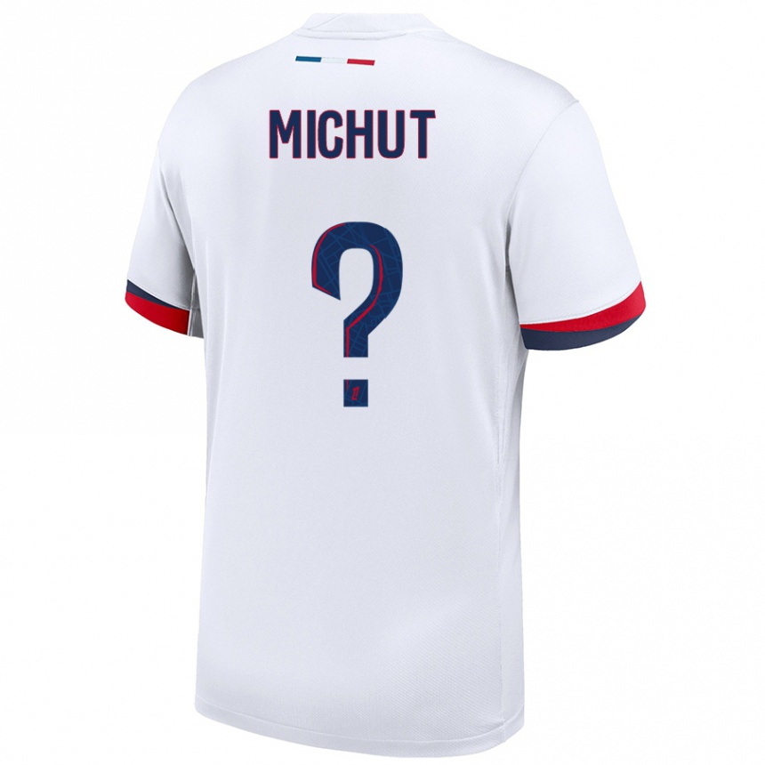 Niño Fútbol Camiseta Etienne Michut #0 Blanco Azul Rojo 2ª Equipación 2024/25 Argentina