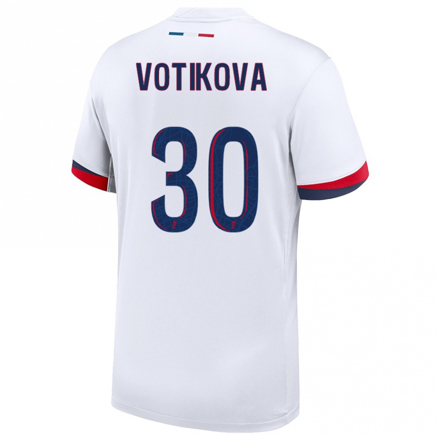 Niño Fútbol Camiseta Barbora Votikova #30 Blanco Azul Rojo 2ª Equipación 2024/25 Argentina