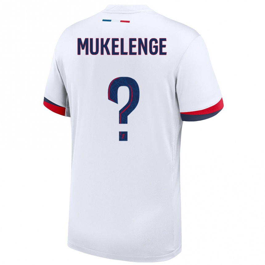 Niño Fútbol Camiseta Christ Mukelenge #0 Blanco Azul Rojo 2ª Equipación 2024/25 Argentina