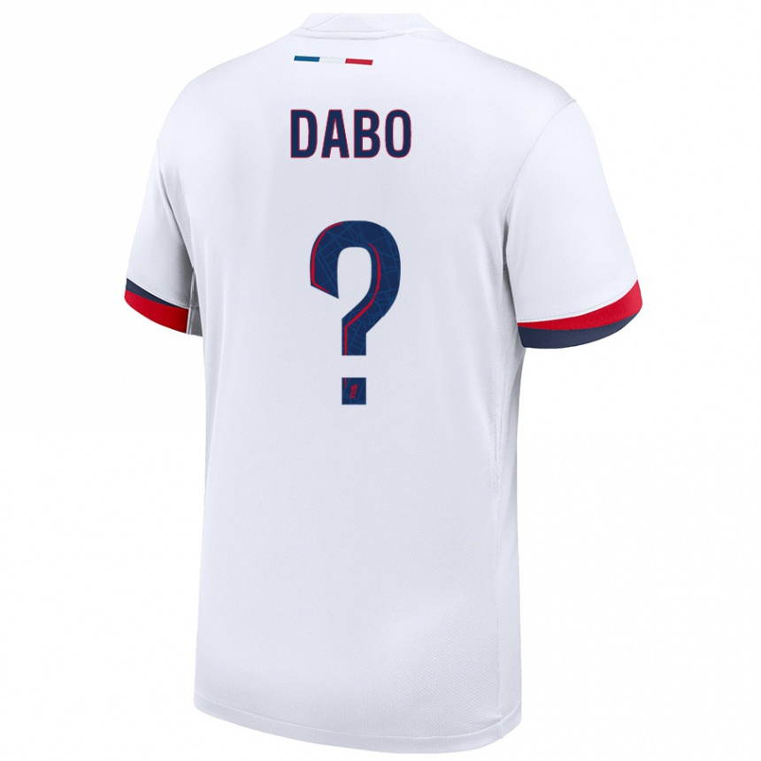 Niño Fútbol Camiseta Mariama Dabo #0 Blanco Azul Rojo 2ª Equipación 2024/25 Argentina