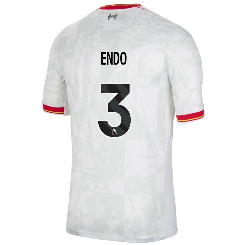 Niño Fútbol Camiseta Wataru Endo #3 Blanco Rojo Negro Equipación Tercera 2024/25 Argentina