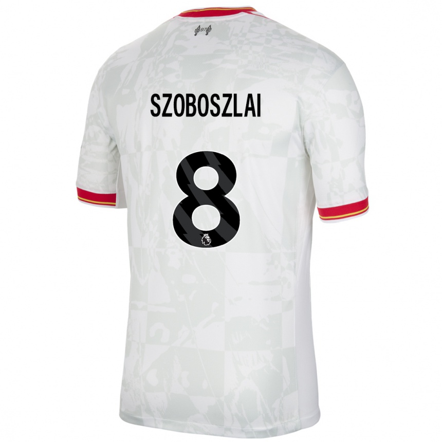 Niño Fútbol Camiseta Dominik Szoboszlai #8 Blanco Rojo Negro Equipación Tercera 2024/25 Argentina